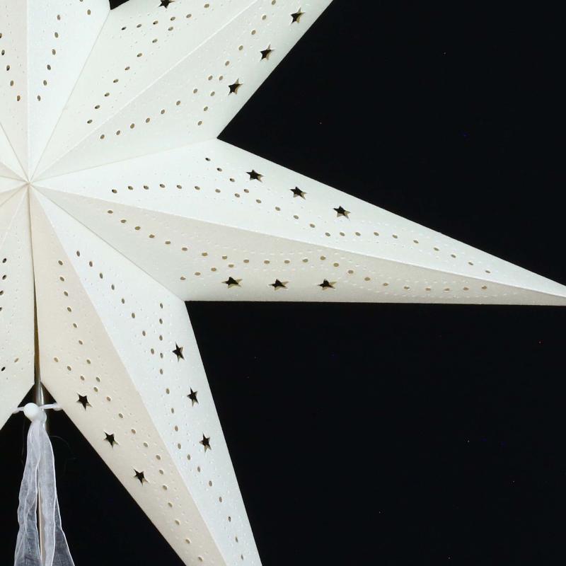 MINORIS  weiß - Faltbarer Leuchtstern, Weihnachtsstern aus Papier mit 7 Zacken, 60 cm